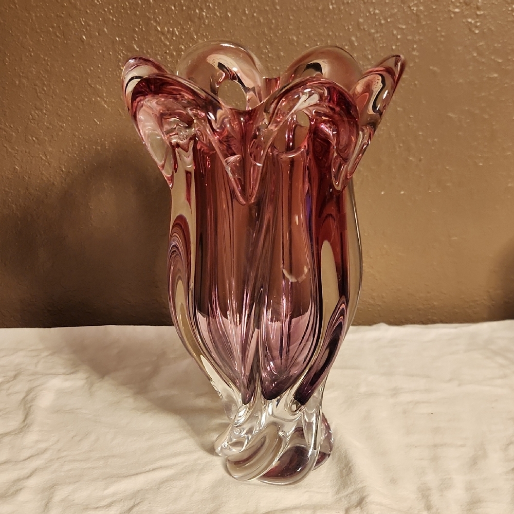 Egermann Josef Hospodka Bohemian Glass Vase From 1960's Czech Republic